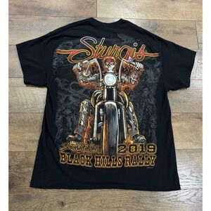 Sturgis‎ Black Hills Motorcycle Ralley Big Skull Biker Tee Black Large 2019